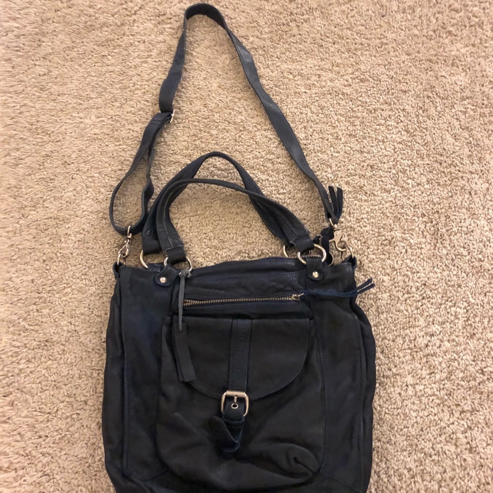 Tano Navy Blue Leather Tote